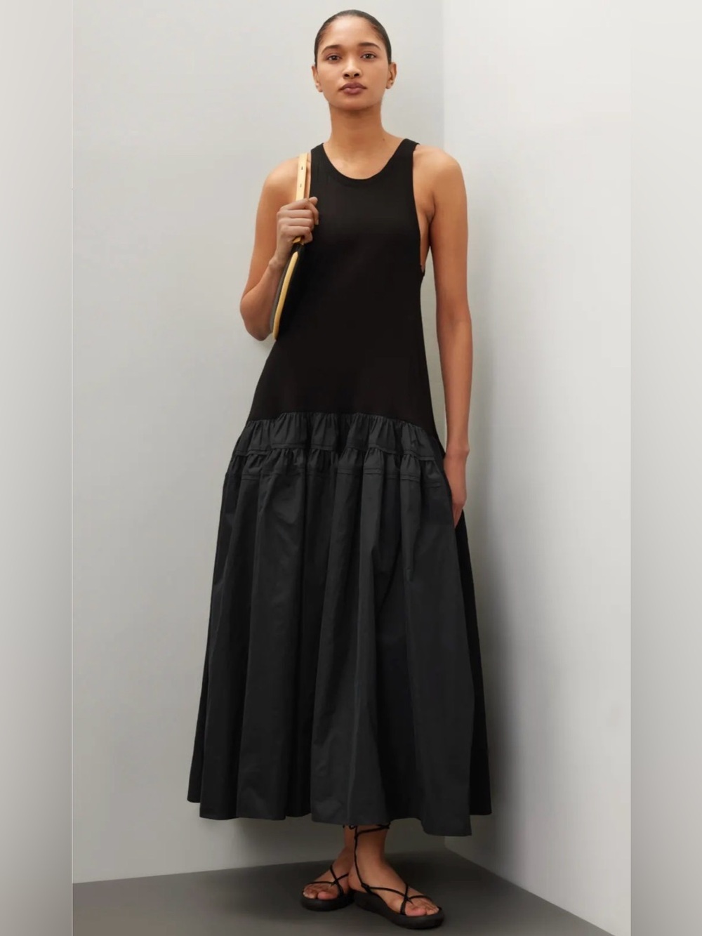 Co Tank Dress by Sleeveless Black Tiered Maxi Dress size Large.